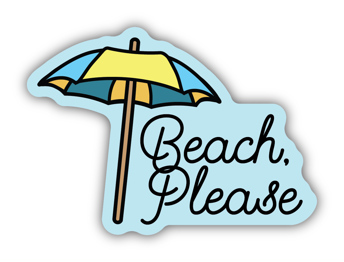 Beach Please Umbrella Sticker