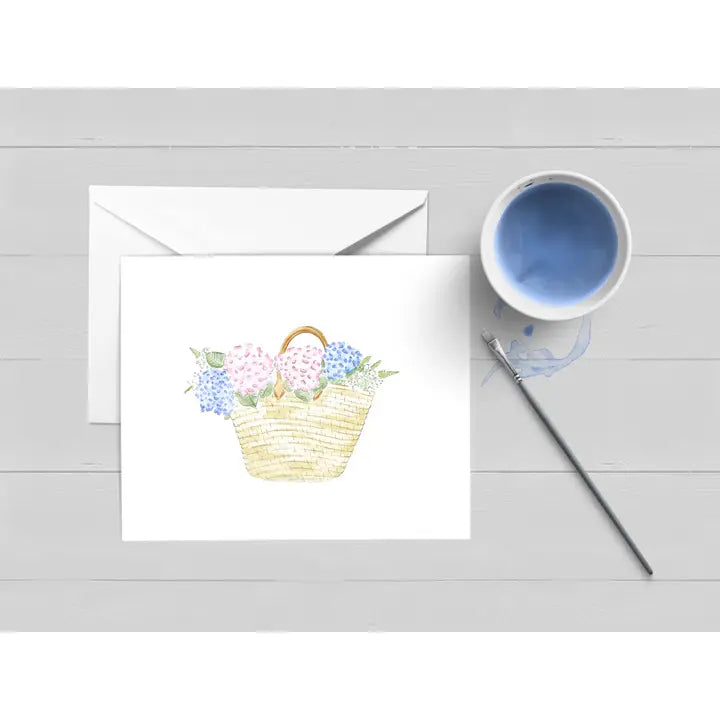 Hydrangea Beach Bag Watercolor Greeting Card