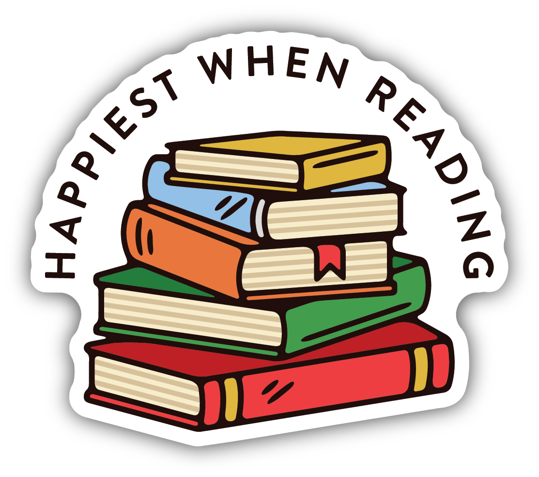 Happiest When Reading Book Stack