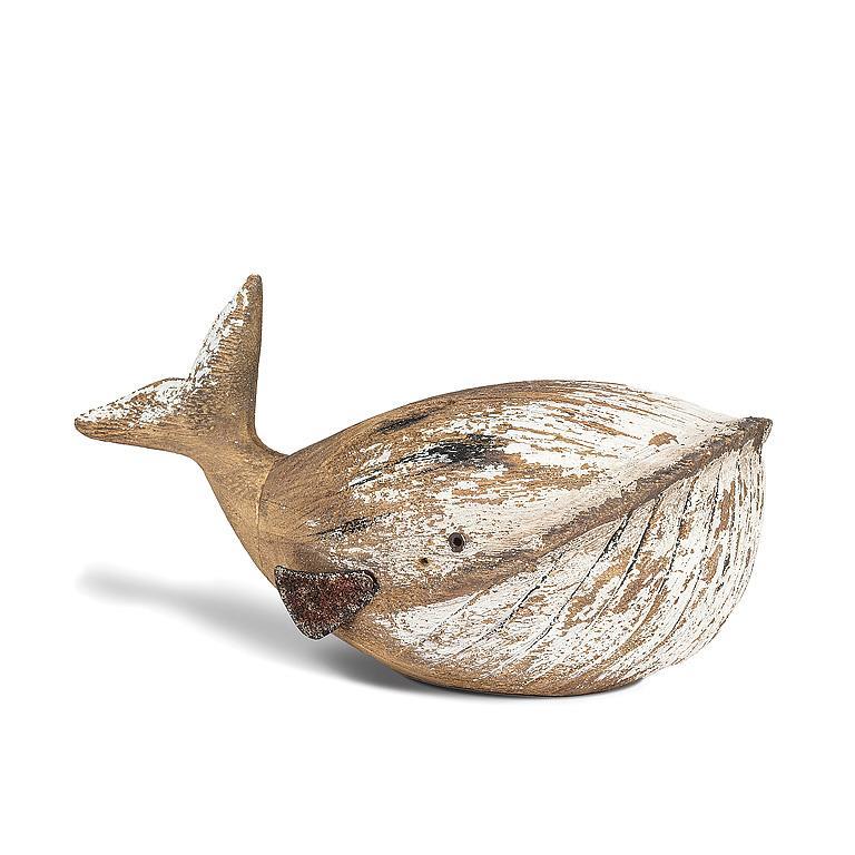 Medium White Carved Whale-9"L