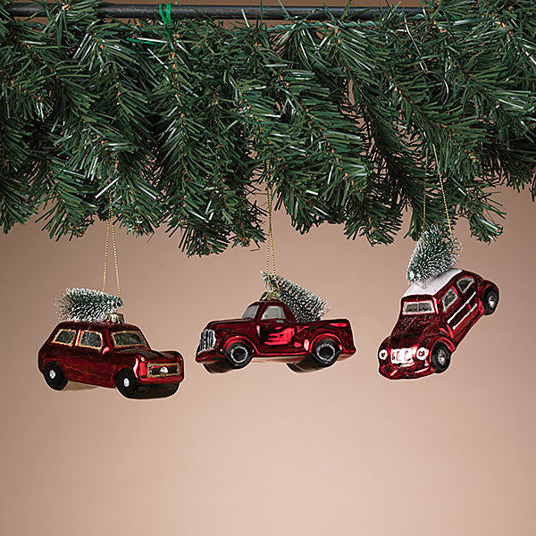 Glass Holiday Truck & Car Ornament
