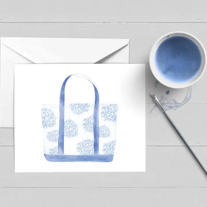 Hydrangea Boat Tote Watercolor Single Sleeved Card