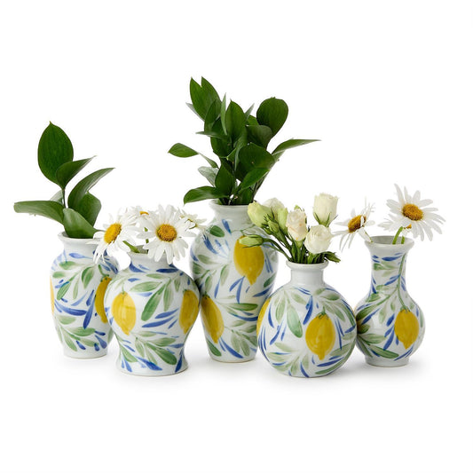 Lemon Grove Hand-Painted Mini Lemon Vase