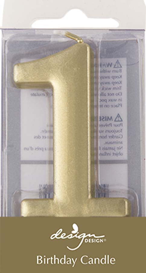 Gold Metallic Numeric Candle