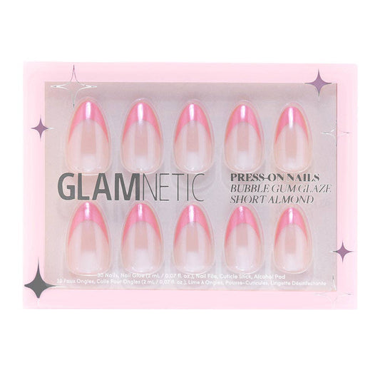 Bubble Gum Glaze Press-On Nails|Pink French Tip|Pink