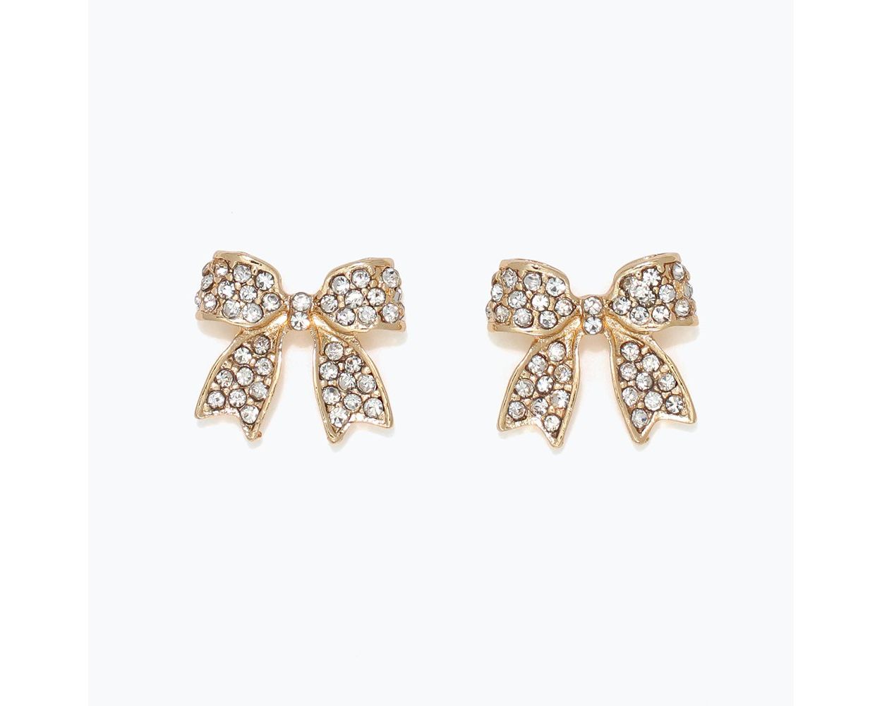 Gold Bows with Crystal Earrings