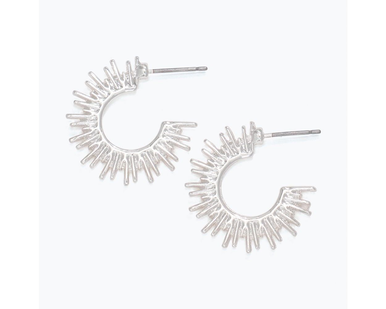 Silver Burst Cuff Earrings