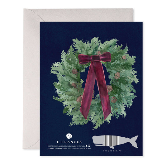 Velvet Bow Wreath Christmas & New Year Greeting Card