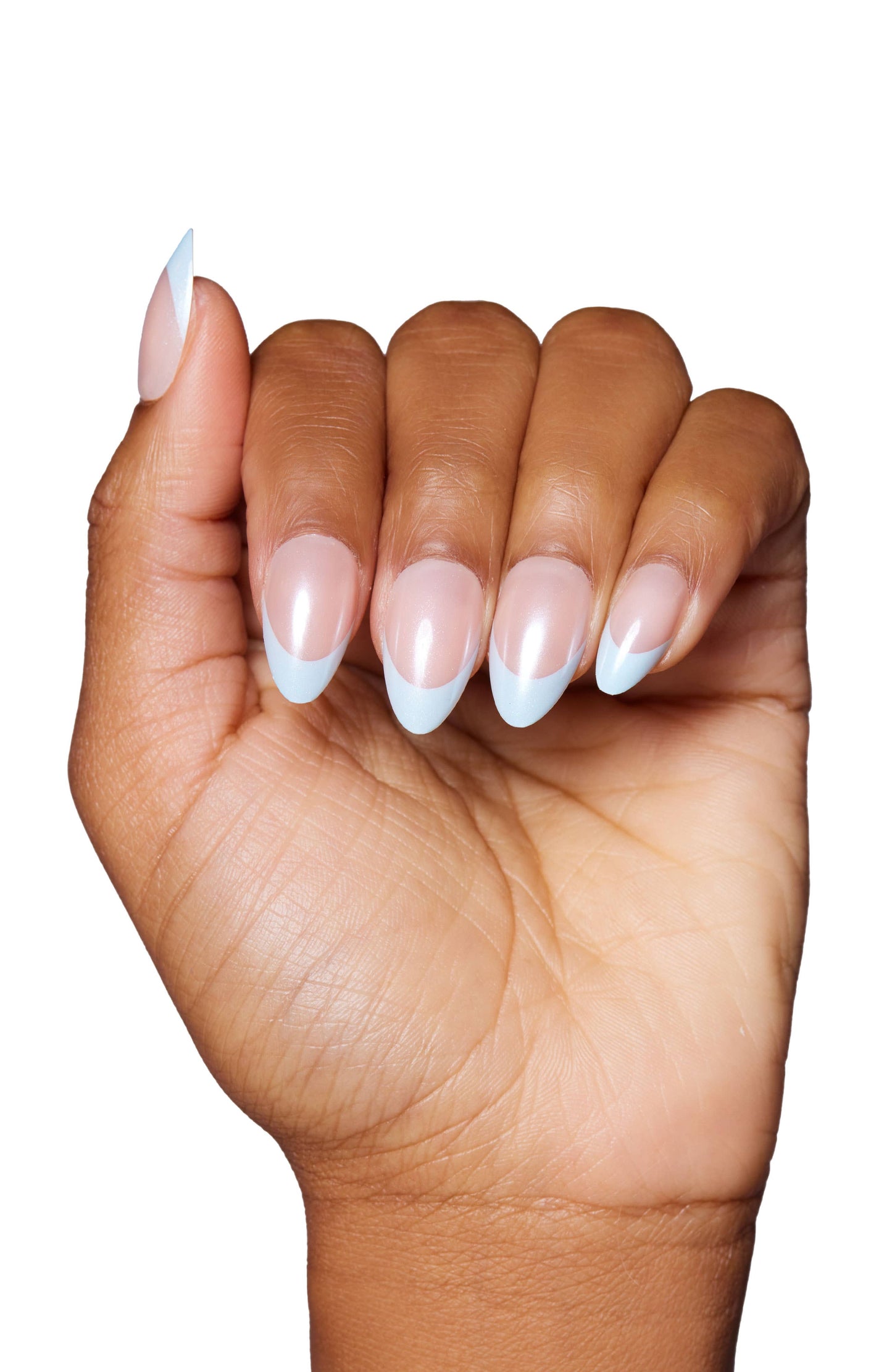 Blueberry Icing Press-On Nails|Baby Blue French Tip