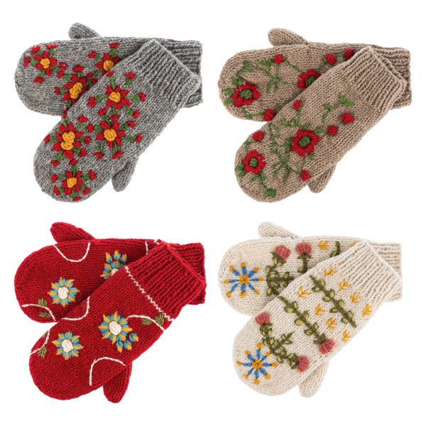 Embroidered Spruce Mitten Pairs