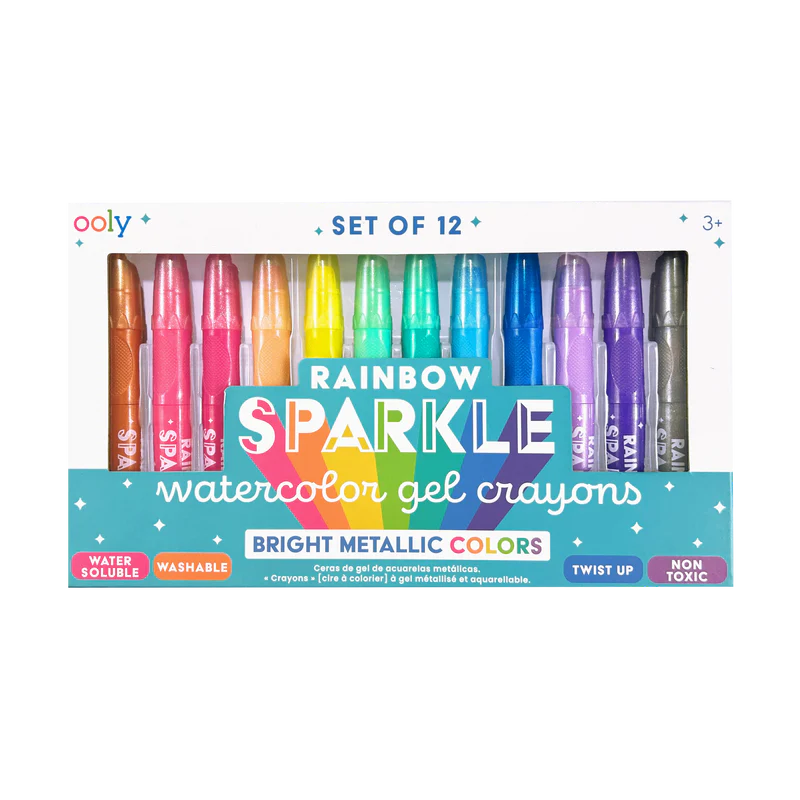 Rainbow Sparkle: Watercolor Gel Crayons Set of 12