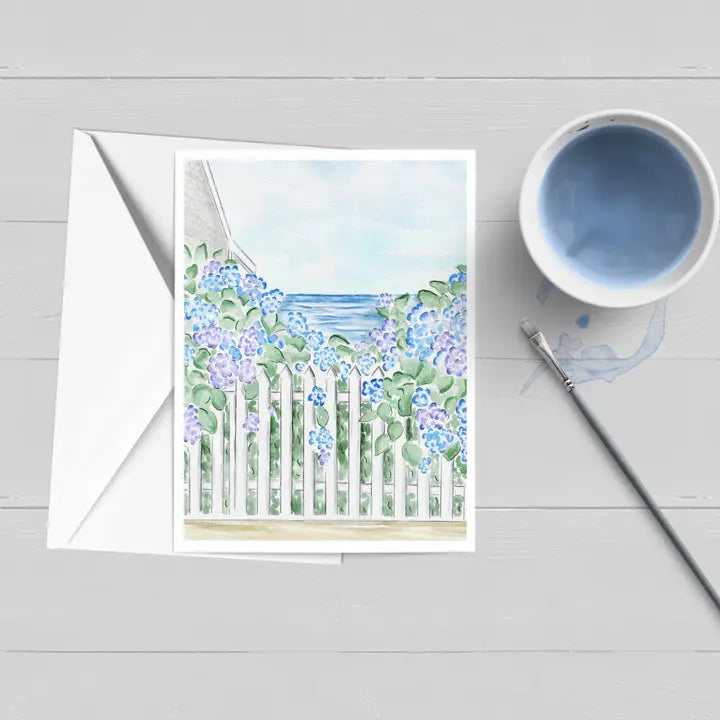 Hydrangea Coastal Ocean Views Single Sleeved Card