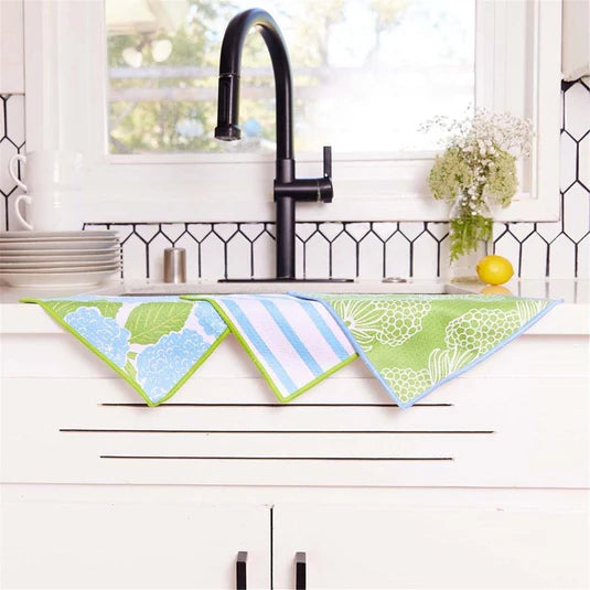 Blue Hydrangea blu Dish Cloth Set of 3