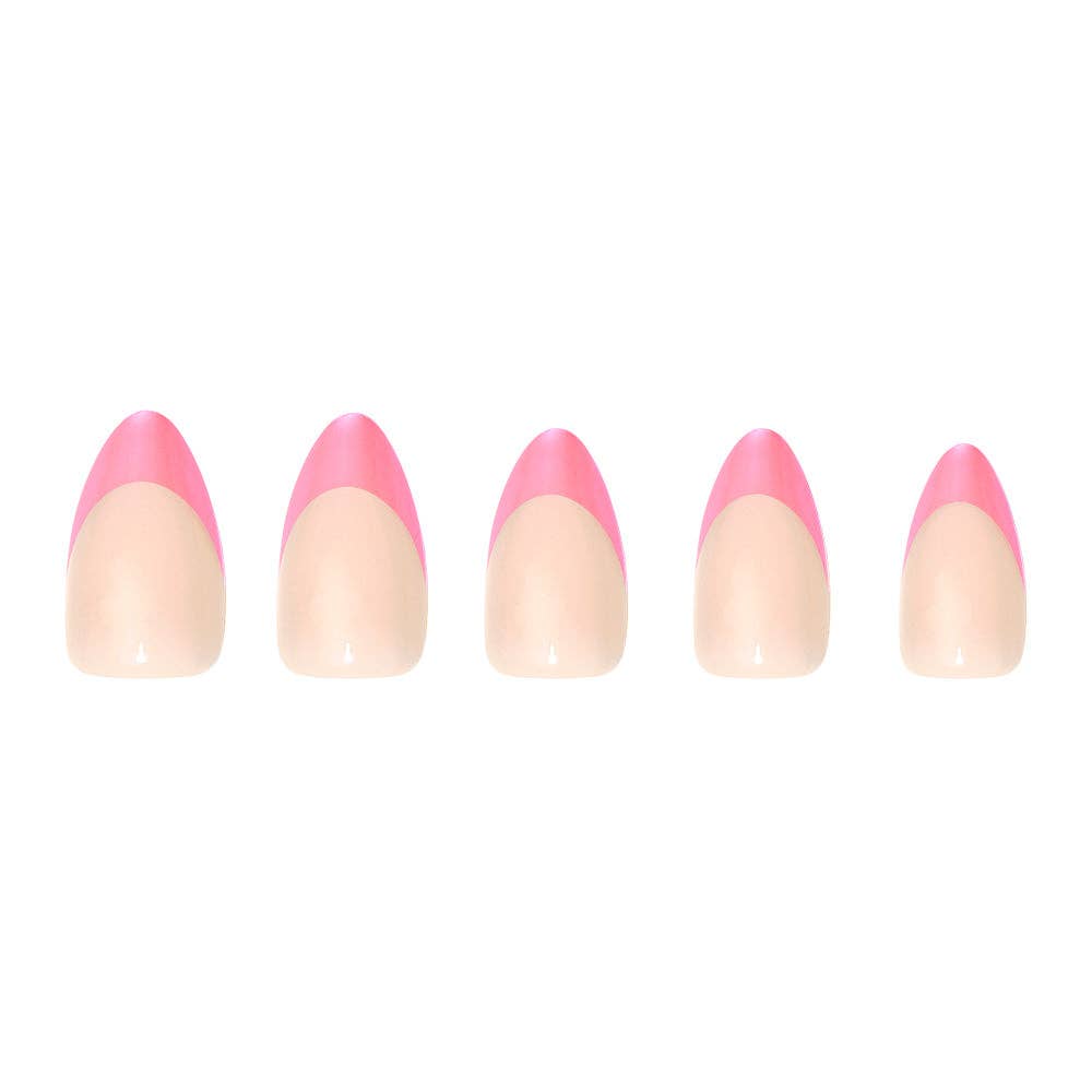 Bubble Gum Glaze Press-On Nails|Pink French Tip|Pink