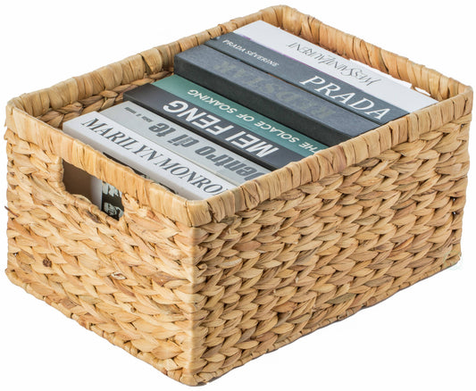 Natural Woven Water Hyacinth Wicker Storage Bin Basket