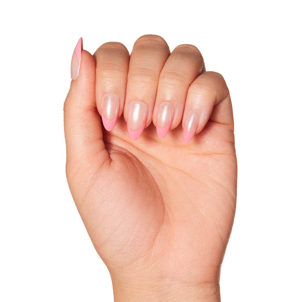 Bubble Gum Glaze Press-On Nails|Pink French Tip|Pink
