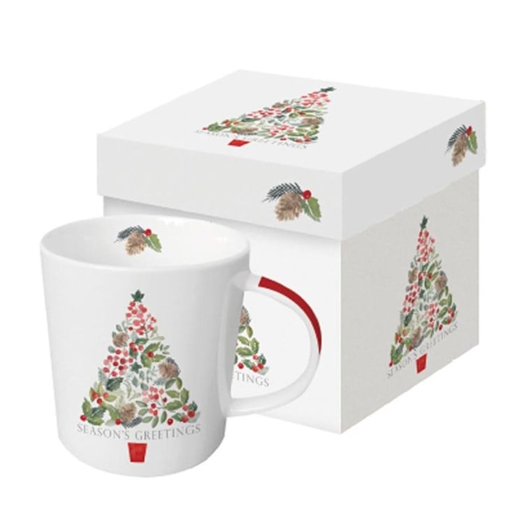 MUG IN GIFT BOX- MERRY GREETINGS, WHITE