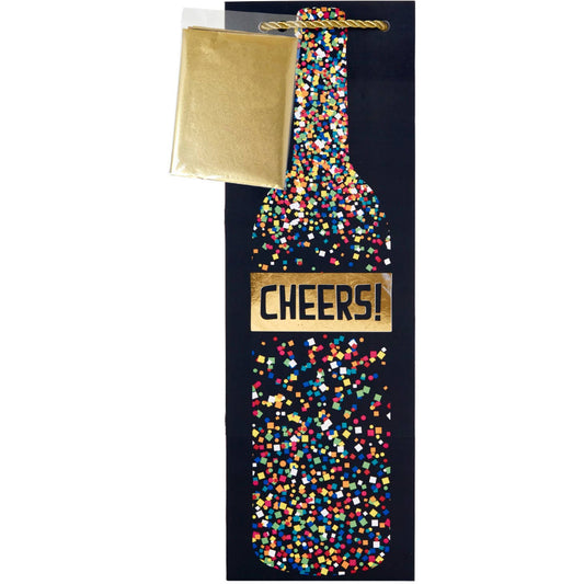 Party Popper Black Tote with Tissue - Bottle