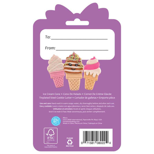Ice Cream Cone Cookie Cutter 4" Carded
