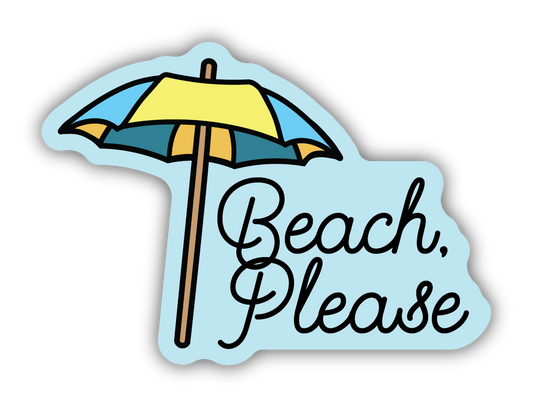 Beach Please Umbrella Sticker