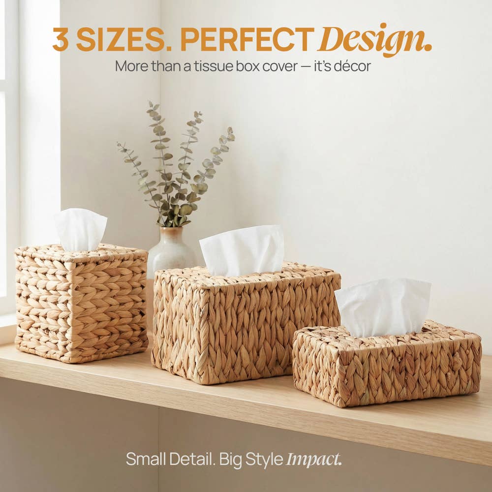 Wicker Tissue Box Cover, Size of a Kleenex Tissue Box