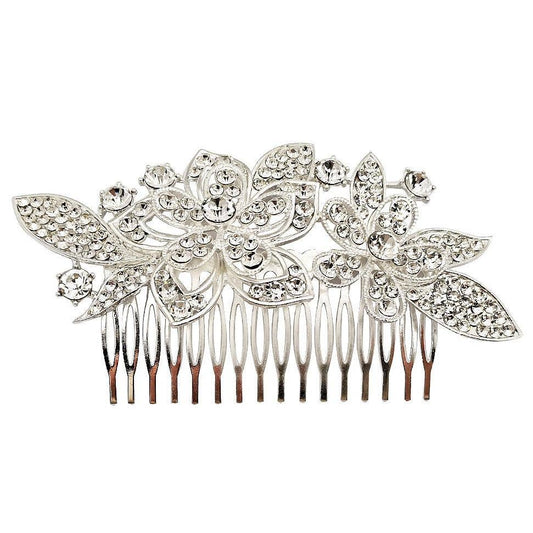 Flowers Rhinestone Casting Hair Deco Comb