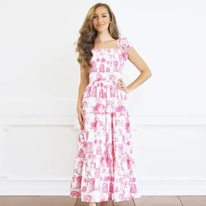 Smocked Flutter Sleeve Dress