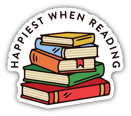 Happiest When Reading Book Stack