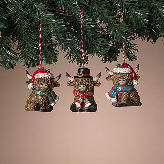 Resin Highland Cow Ornament
