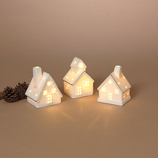 Lighted Ceramic House in Craft Window Box