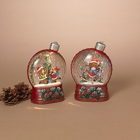 Lighted Highland Cow Design Spinning Water Globe