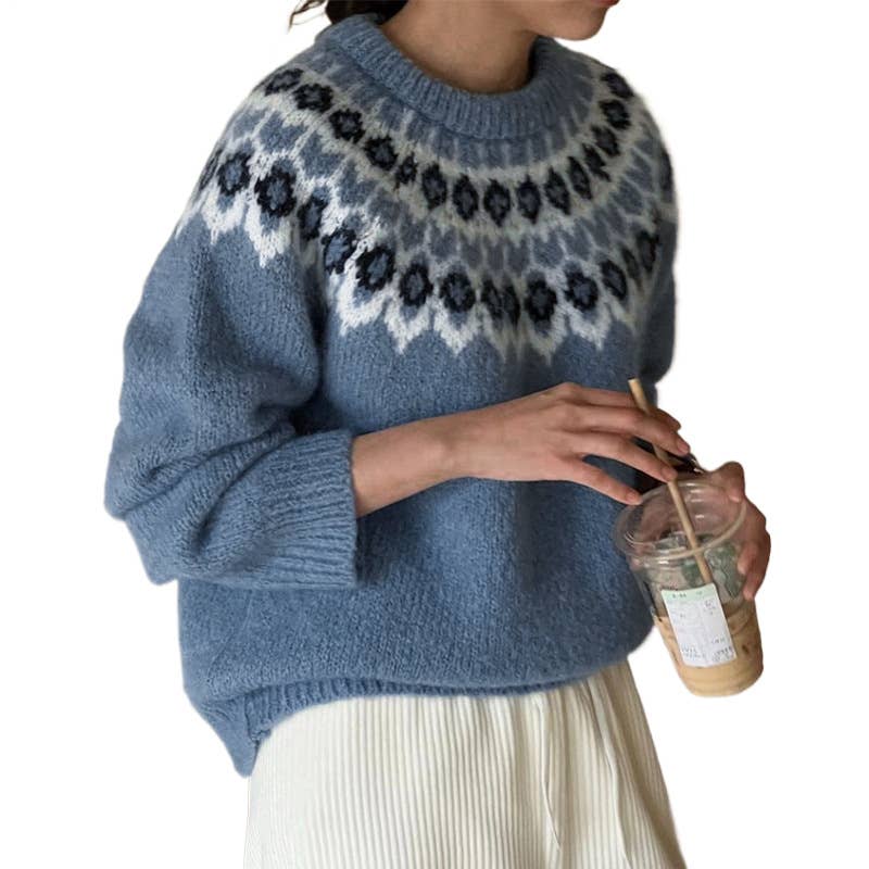 Women's Ethnic Style Pullover Sweater Versatile Knitted Sweater