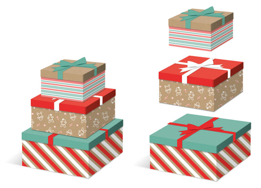 Gingerbread Nested Square Boxes
