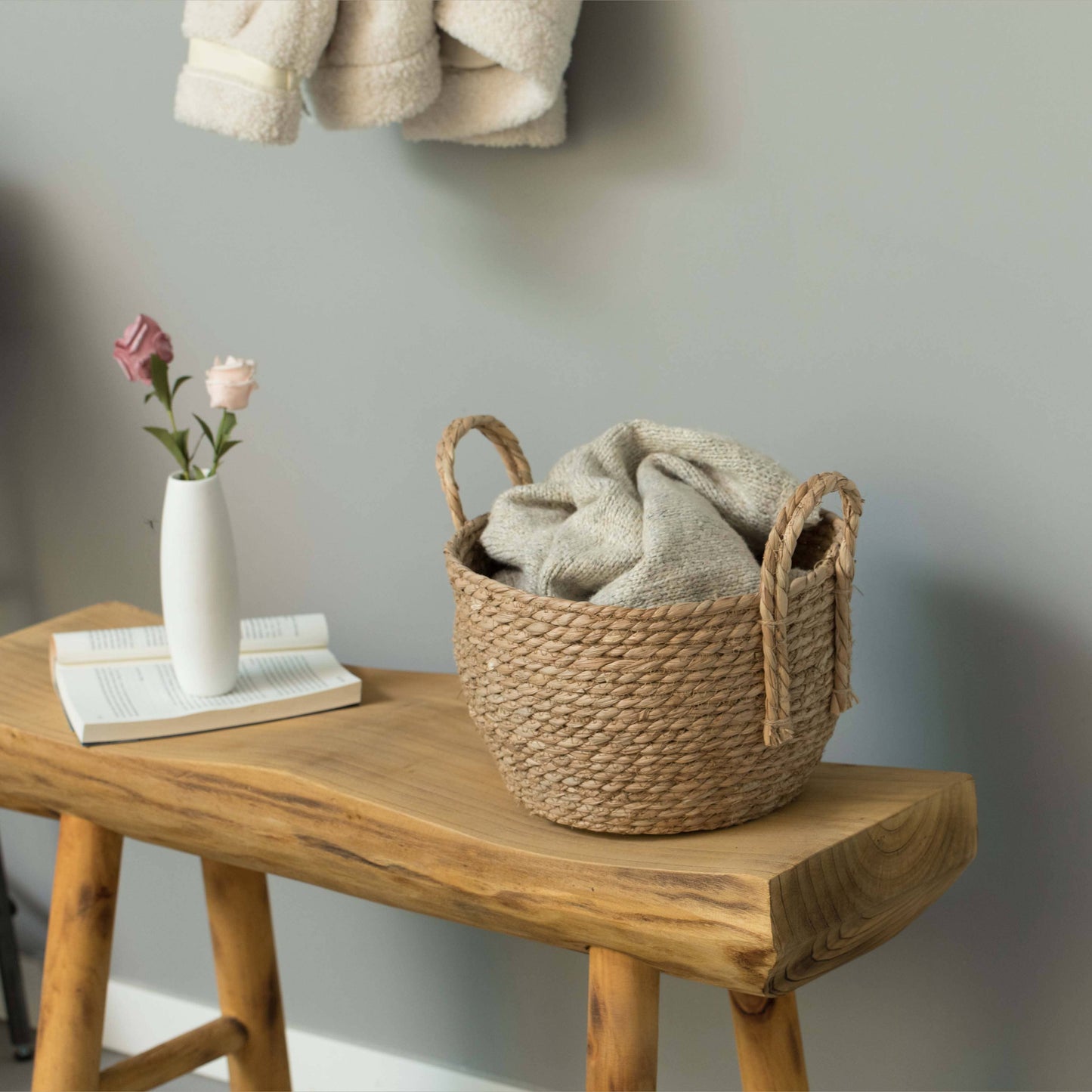 Decorative Round Wicker Woven Rope Storage Blanket Basket