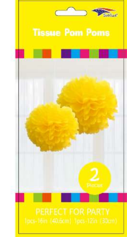 Yellow Tissue Paper Pom Poms 2 pc