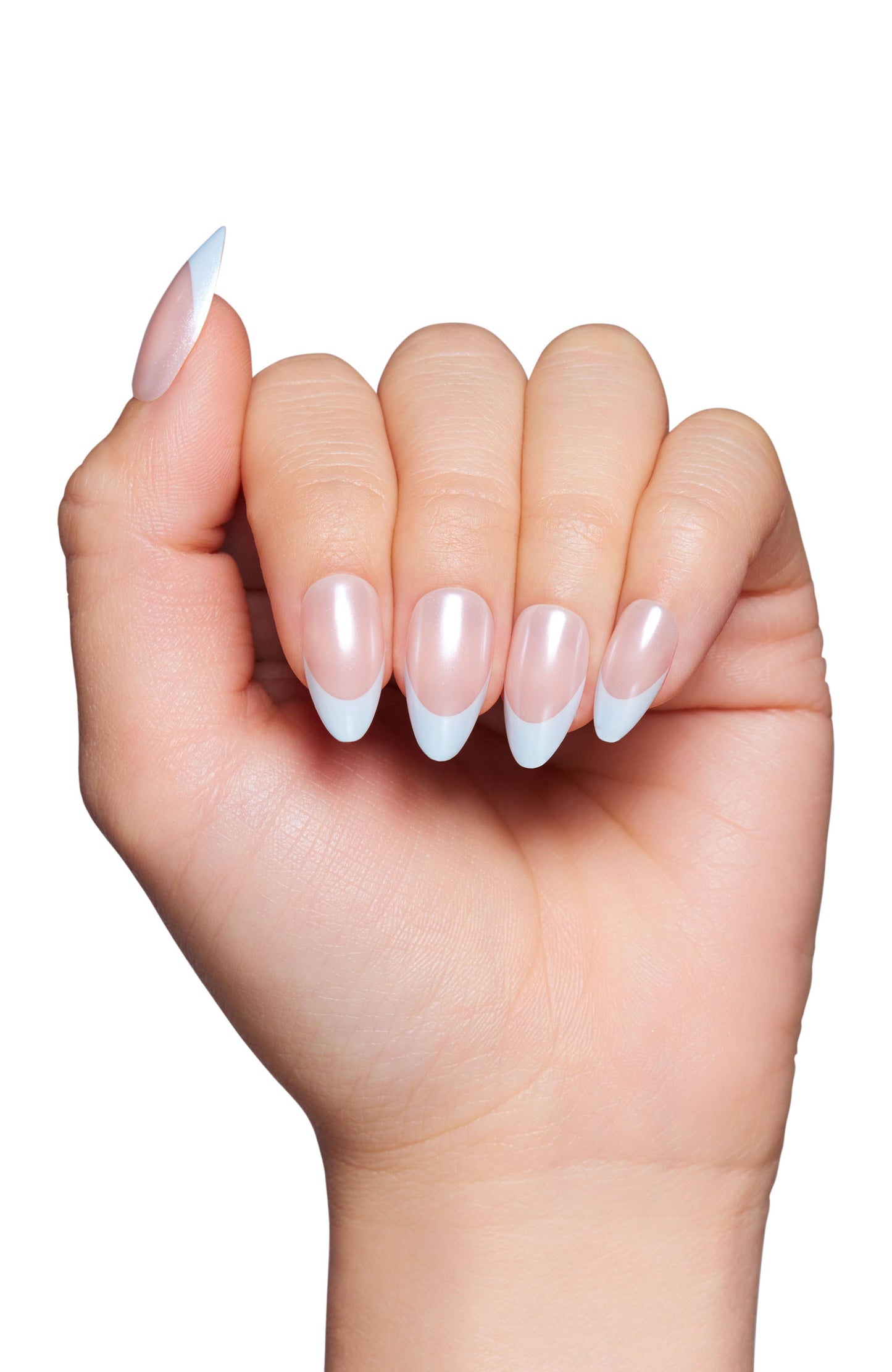 Blueberry Icing Press-On Nails|Baby Blue French Tip