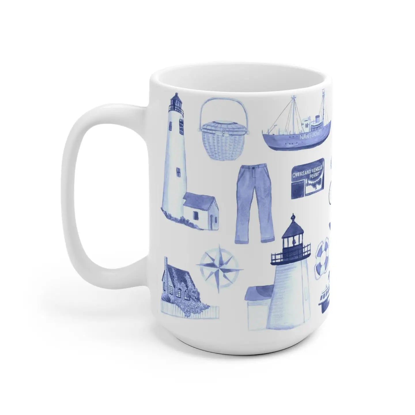 Nantucket Forever Toile Ceramic Mug