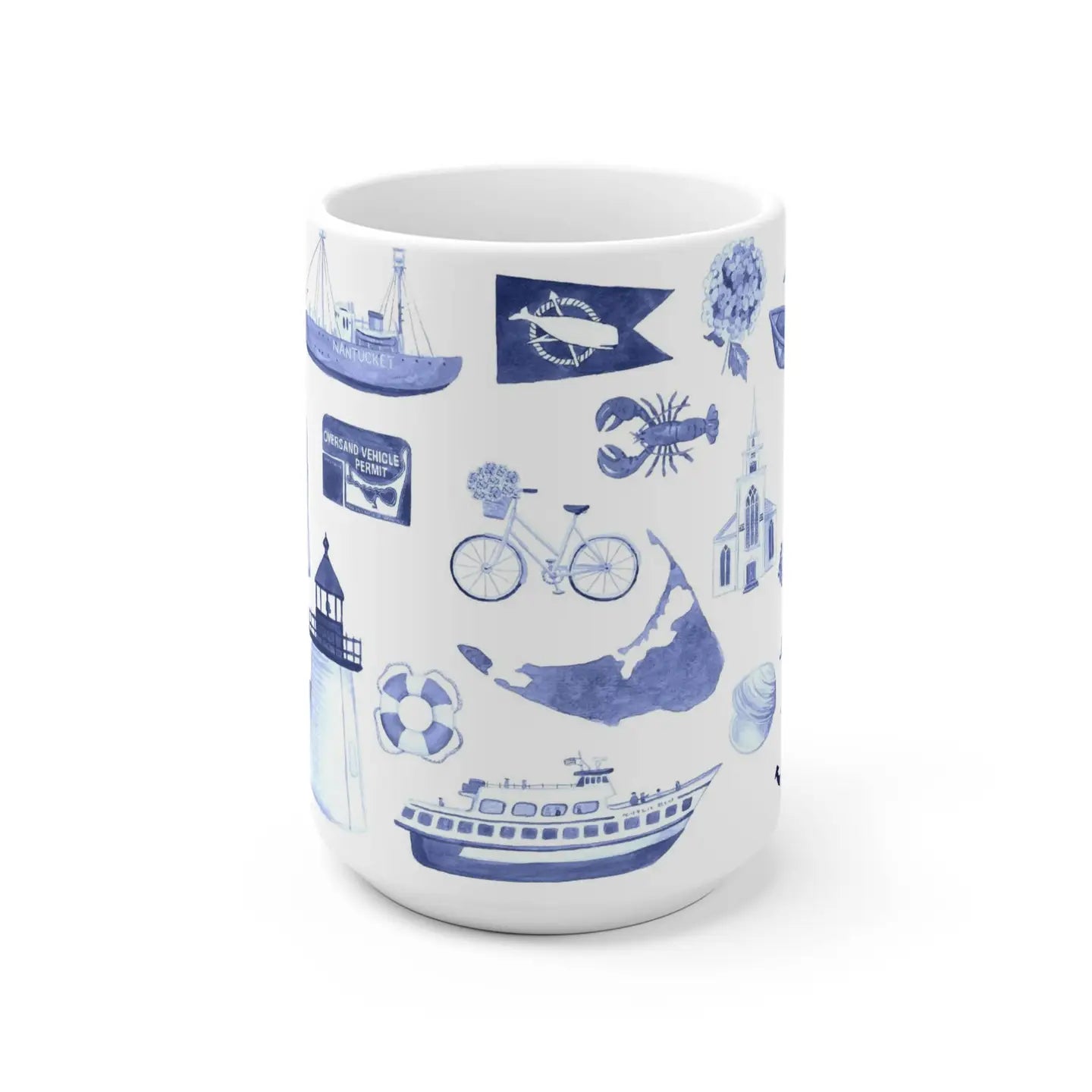 Nantucket Forever Toile Ceramic Mug