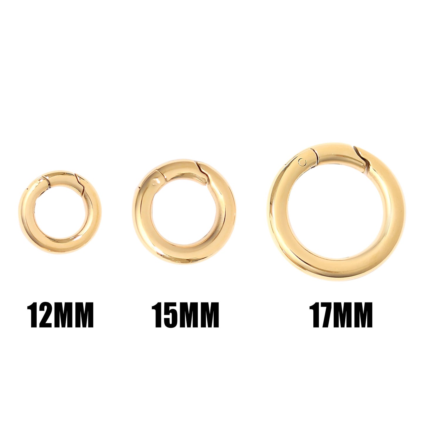 18K Gold PVD Stainless Steel Mini Circle Carabiner Clasp