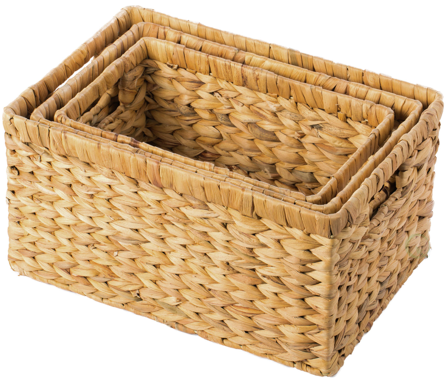 Natural Woven Water Hyacinth Wicker Storage Bin Basket
