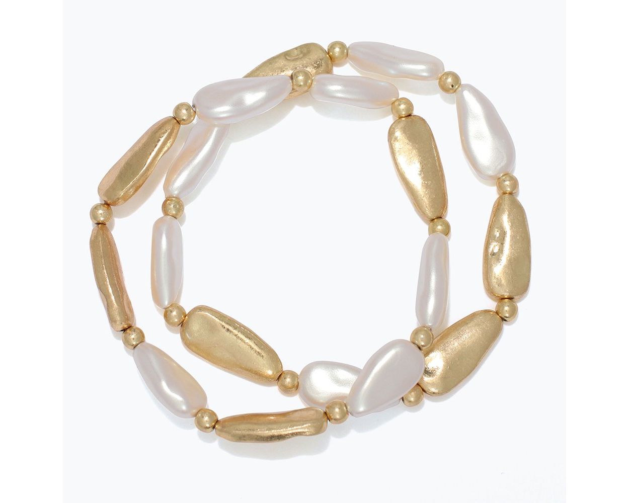 Polished Gold + Pearl Beaded Bracelet