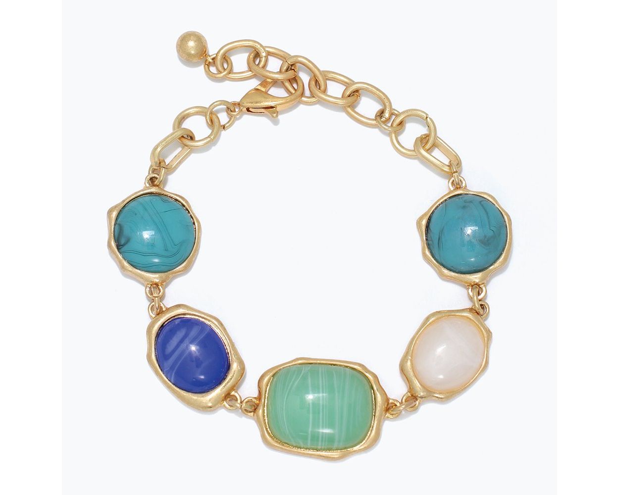 Gold w Blues + Turquoise Bracelet