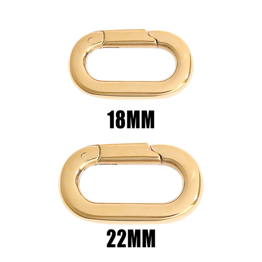18K Gold PVD Stainless Steel Oval Carabiner