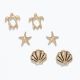 Gold Turtle Starfish Shell Earrings