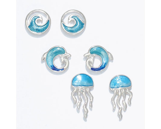 Wave Dolphin Jellyfish Earrings