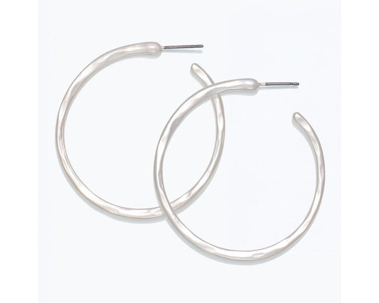 Hammered Matte Silver Earrings