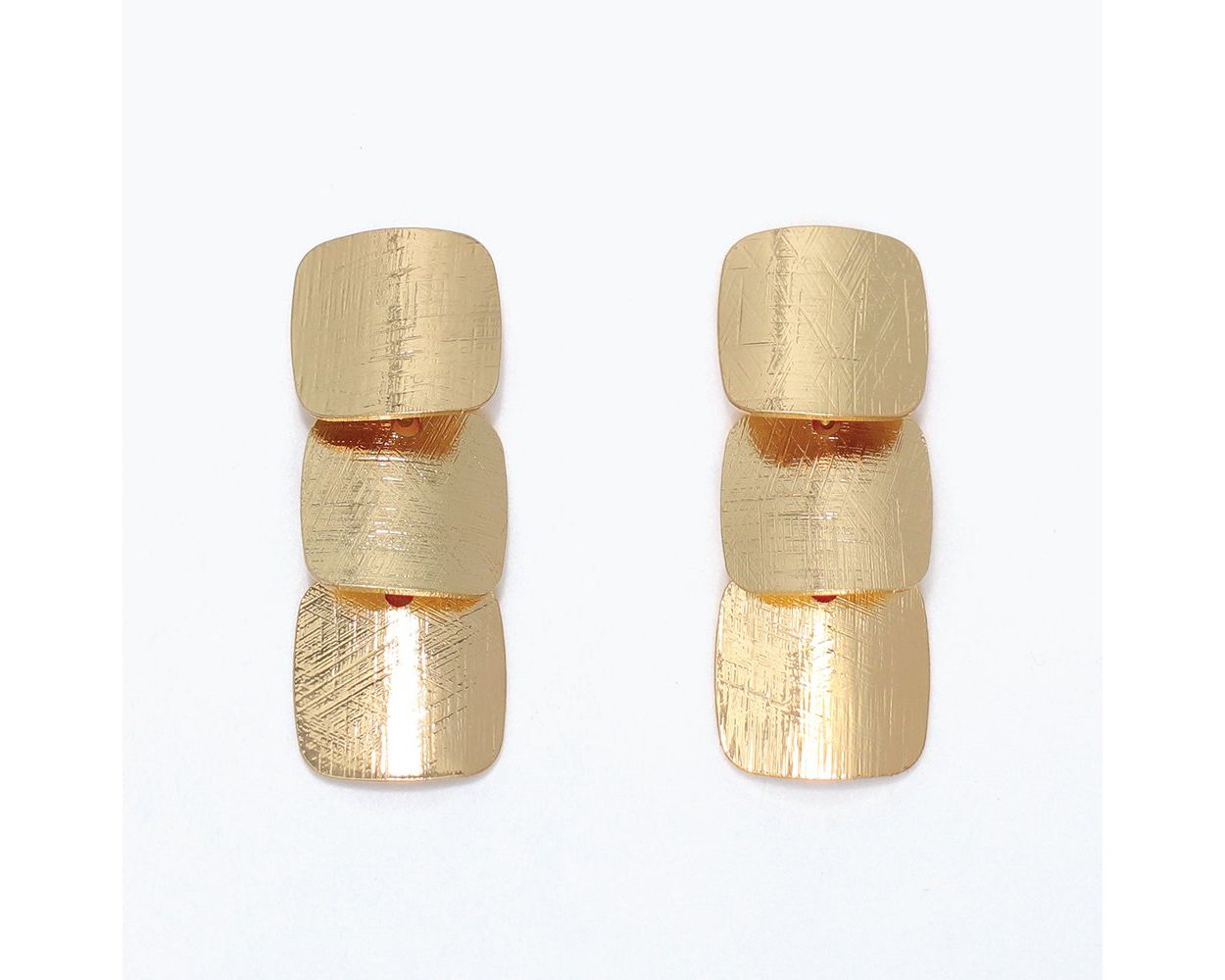 Brushed Gold Disc Drop Earrings