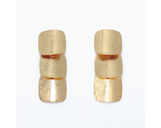 Brushed Gold Disc Drop Earrings