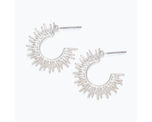 Silver Burst Cuff Earrings