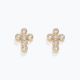 Gold + Crystal Circle Cross Earrings